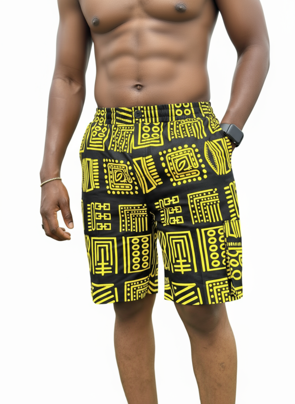 Golden Rhythm Print Shorts – Modern Men’s Cultural Style - Image 5