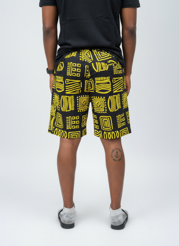 Golden Rhythm Print Shorts – Modern Men’s Cultural Style - Image 4