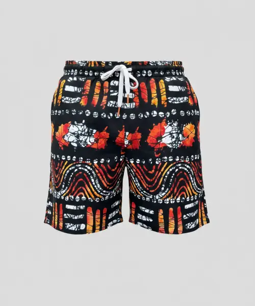 Sunset Ember Print Shorts – Vibrant Batik-Inspired Men’s Shorts