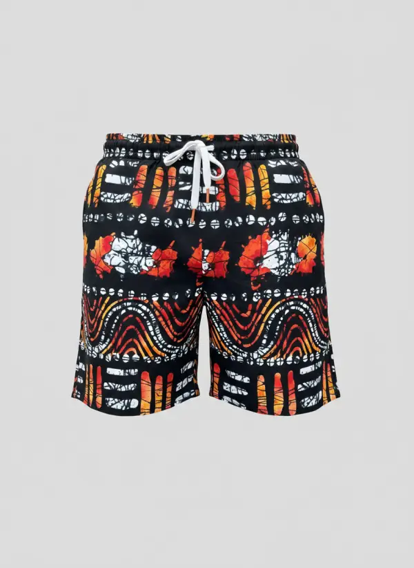 Sunset Ember Print Shorts – Vibrant Batik-Inspired Men’s Shorts