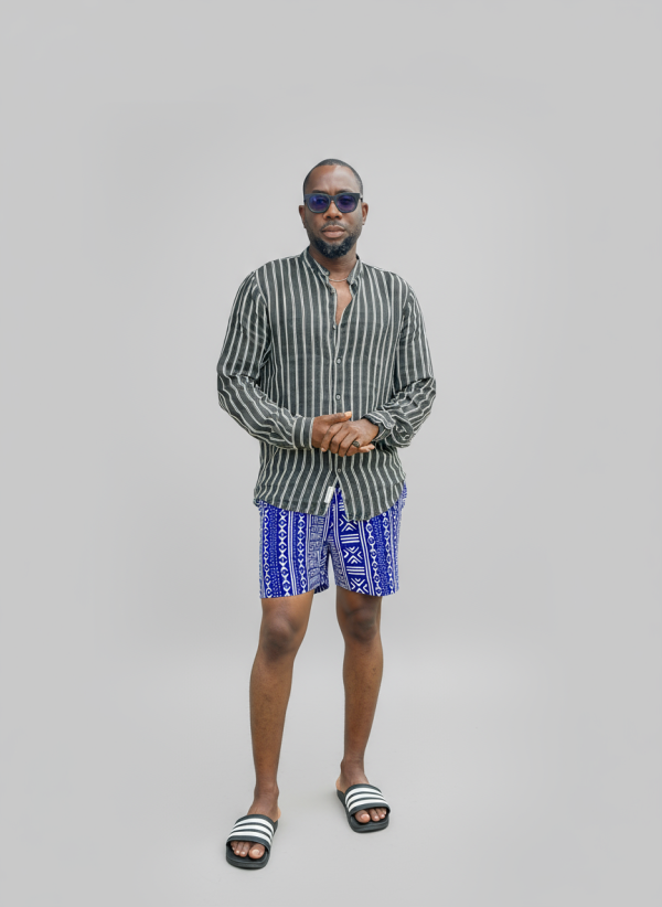 Indigo Heritage Print Shorts – Bold Men’s Summerwear - Image 3